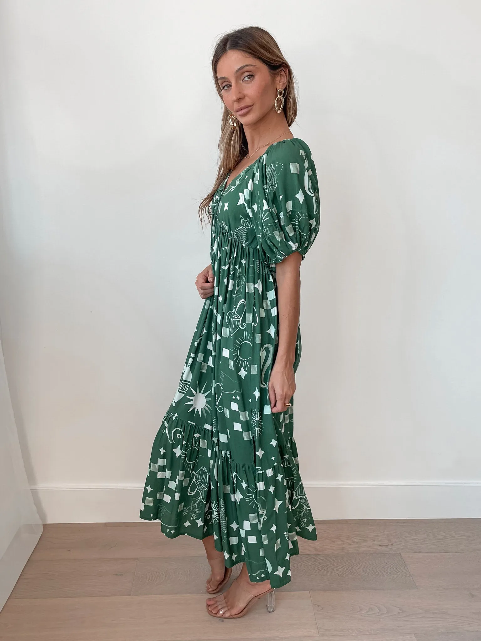 Saphira Dress - Green Print