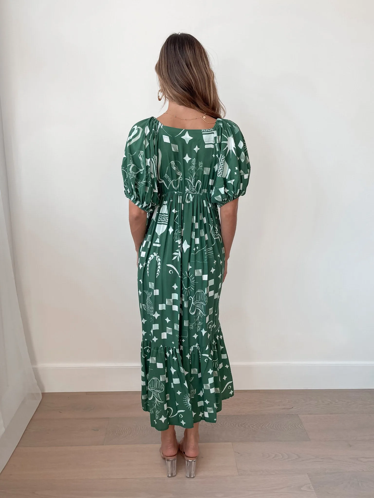 Saphira Dress - Green Print