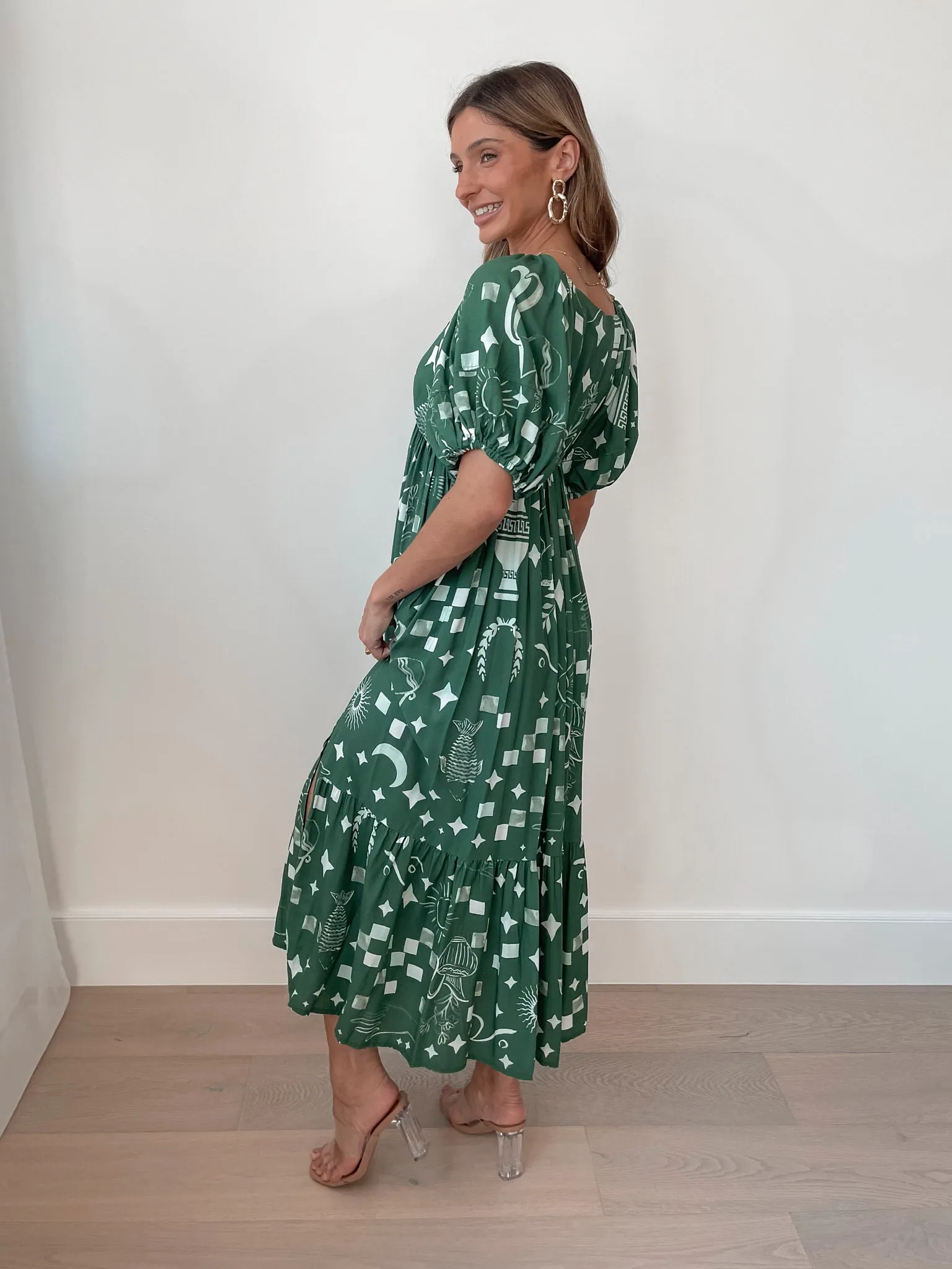Saphira Dress - Green Print