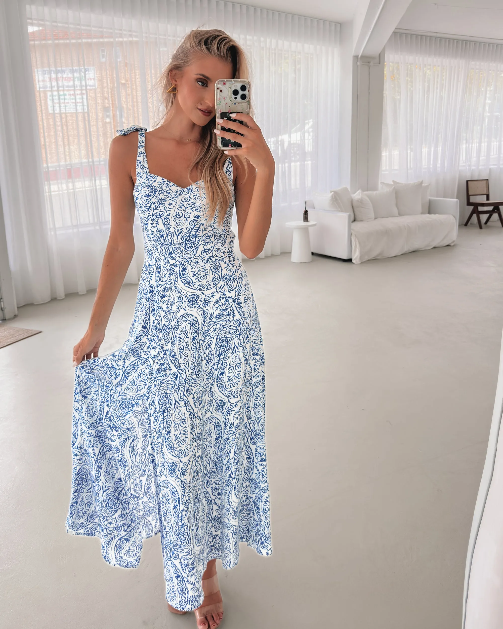 Savina Dress - Blue Paisley