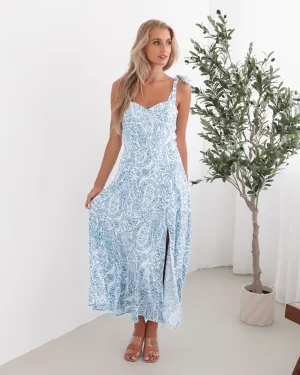 Savina Dress - Blue Paisley