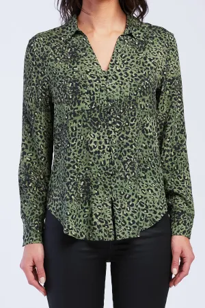 Selling Fast Eleni Long Sleeve Loop Button Down Closure Chest Patch Pockets Rounded Hem  Last Few Pieces!