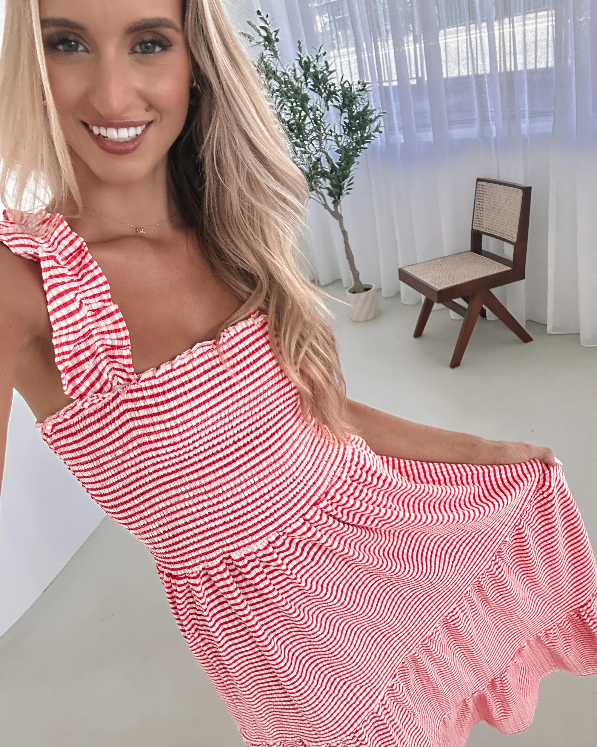 Sentosa Dress - Red Stripe