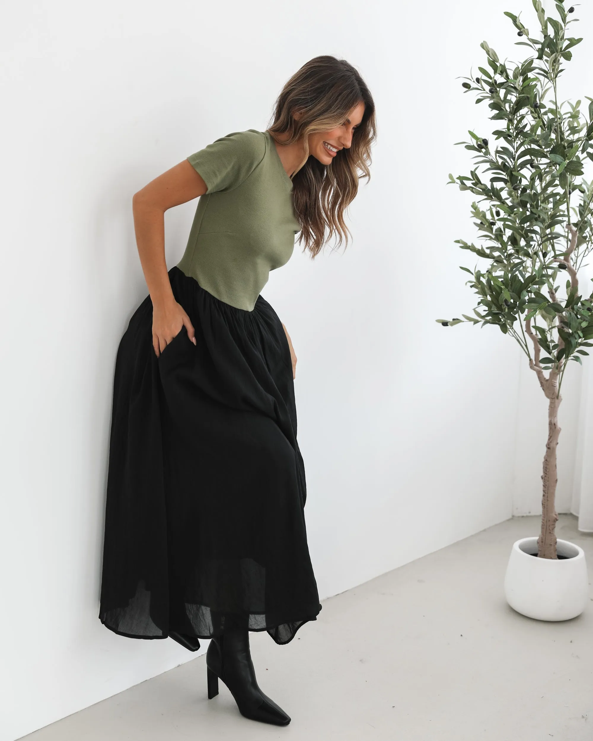 Shemeka Dress - Khaki Black