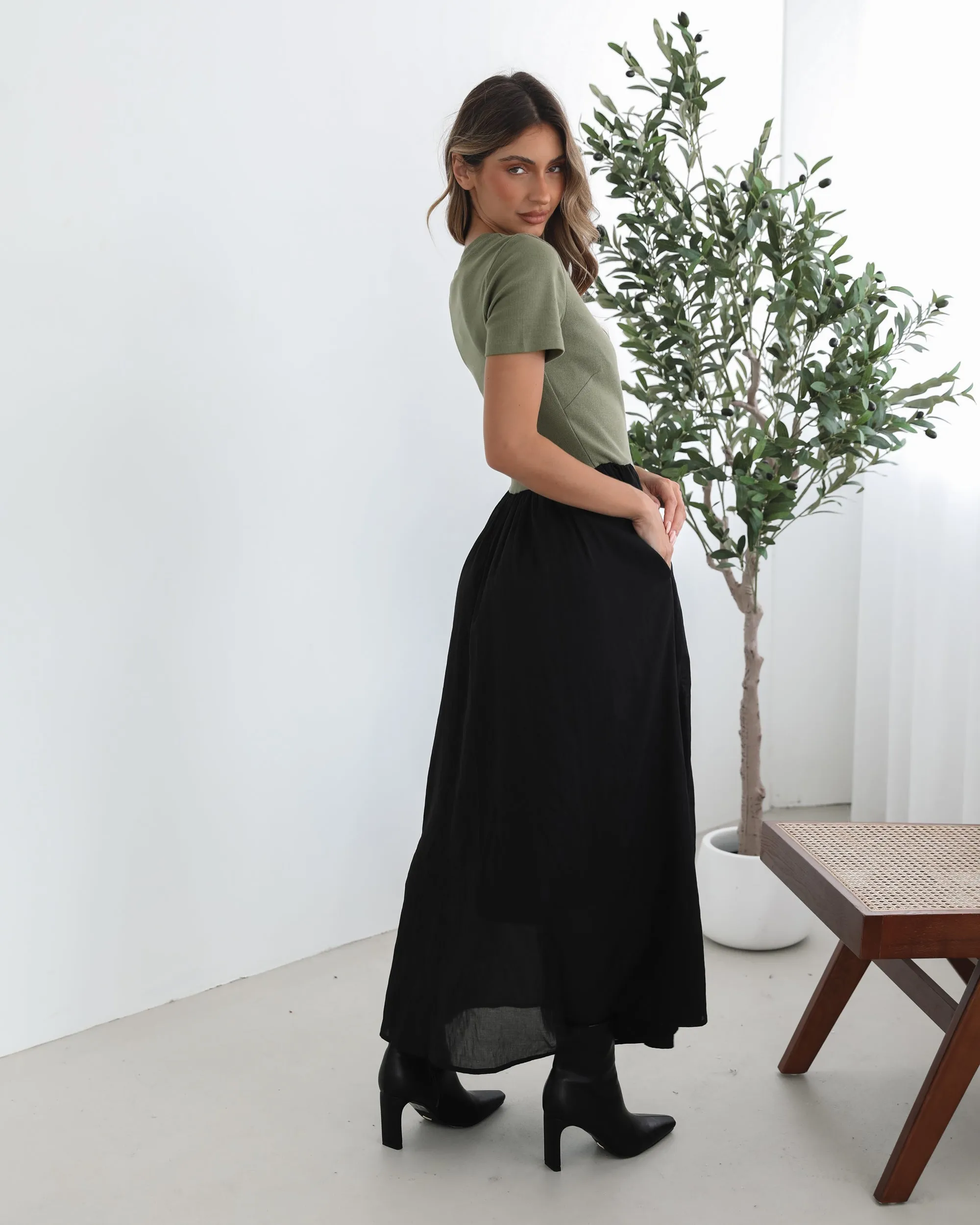 Shemeka Dress - Khaki Black