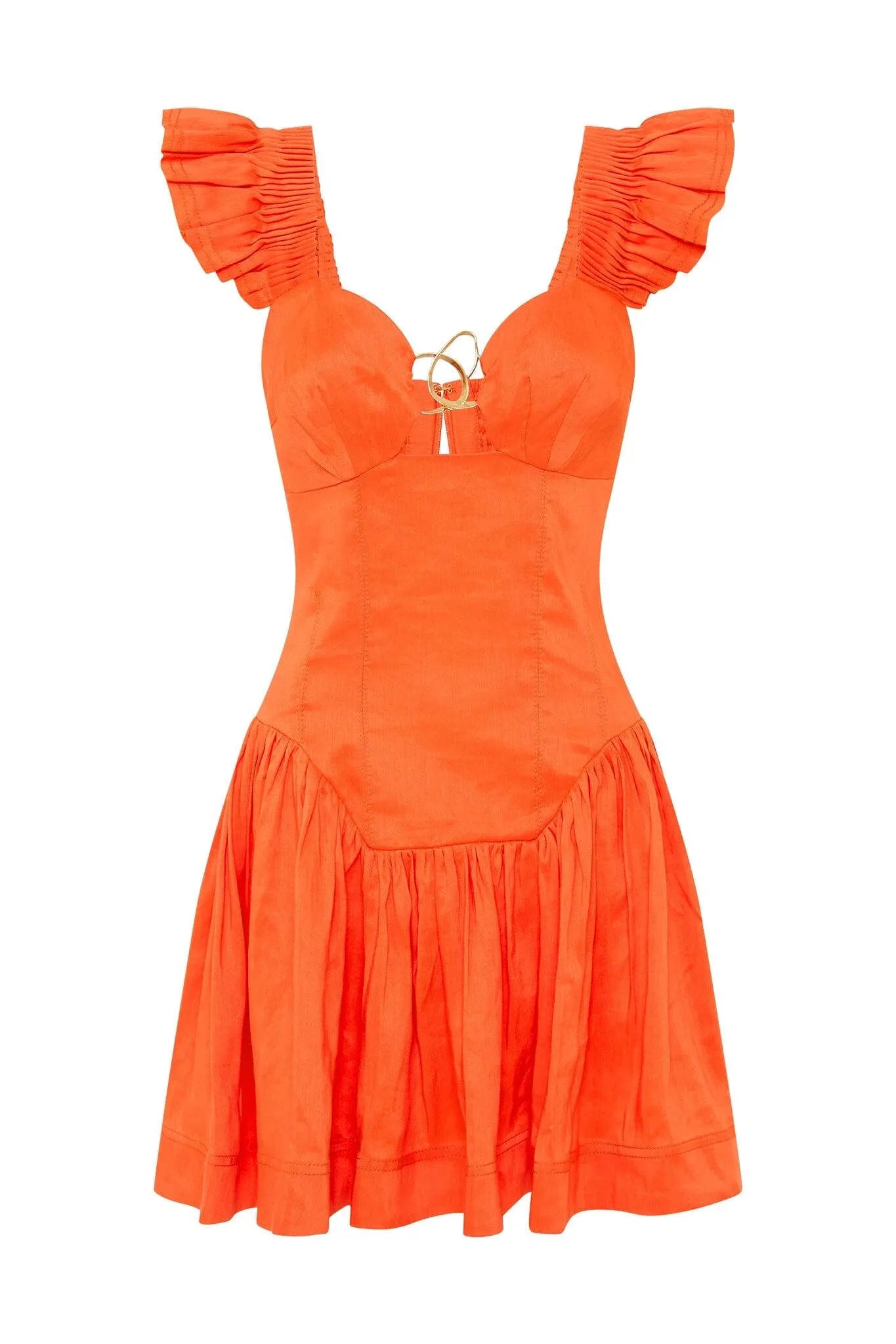 Simone Frill Sleeve Mini - Orange