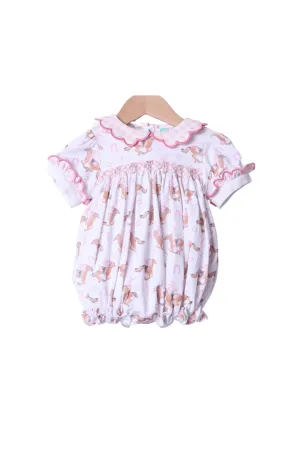 Smocked Pink Gingham Thoroughbred Bubble Smocked Flamingo