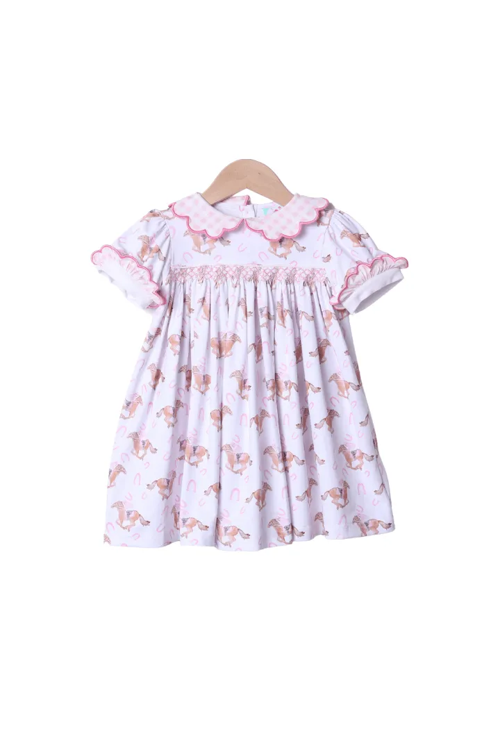 Smocked Pink Gingham Thoroughbred Dress Smocked Flamingo