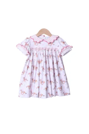 Smocked Pink Gingham Thoroughbred Dress Smocked Flamingo