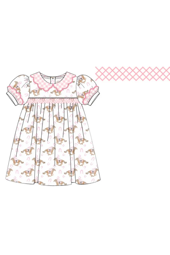 Smocked Pink Gingham Thoroughbred Dress Smocked Flamingo