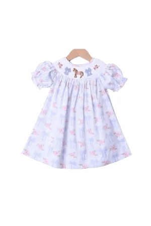 Smocked Run for the Roses Horse Dress Smocked Flamingo