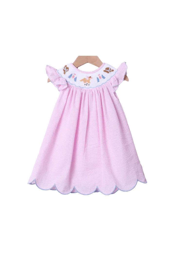 Smocked Run for the Roses Pink Gingham Derby Dress Smocked Flamingo
