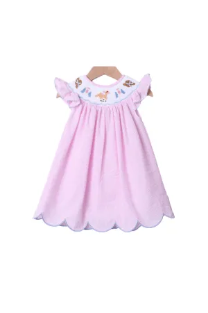 Smocked Run for the Roses Pink Gingham Derby Dress Smocked Flamingo