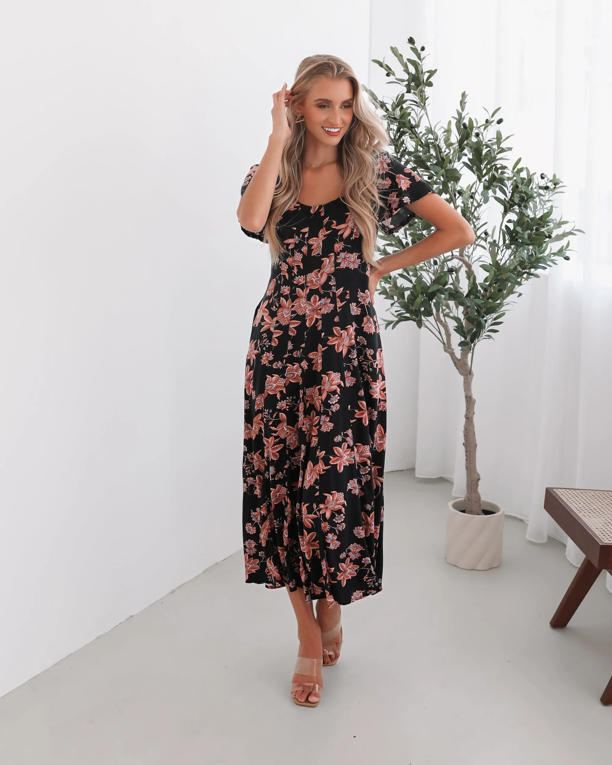 Sorcha Dress - Black Floral