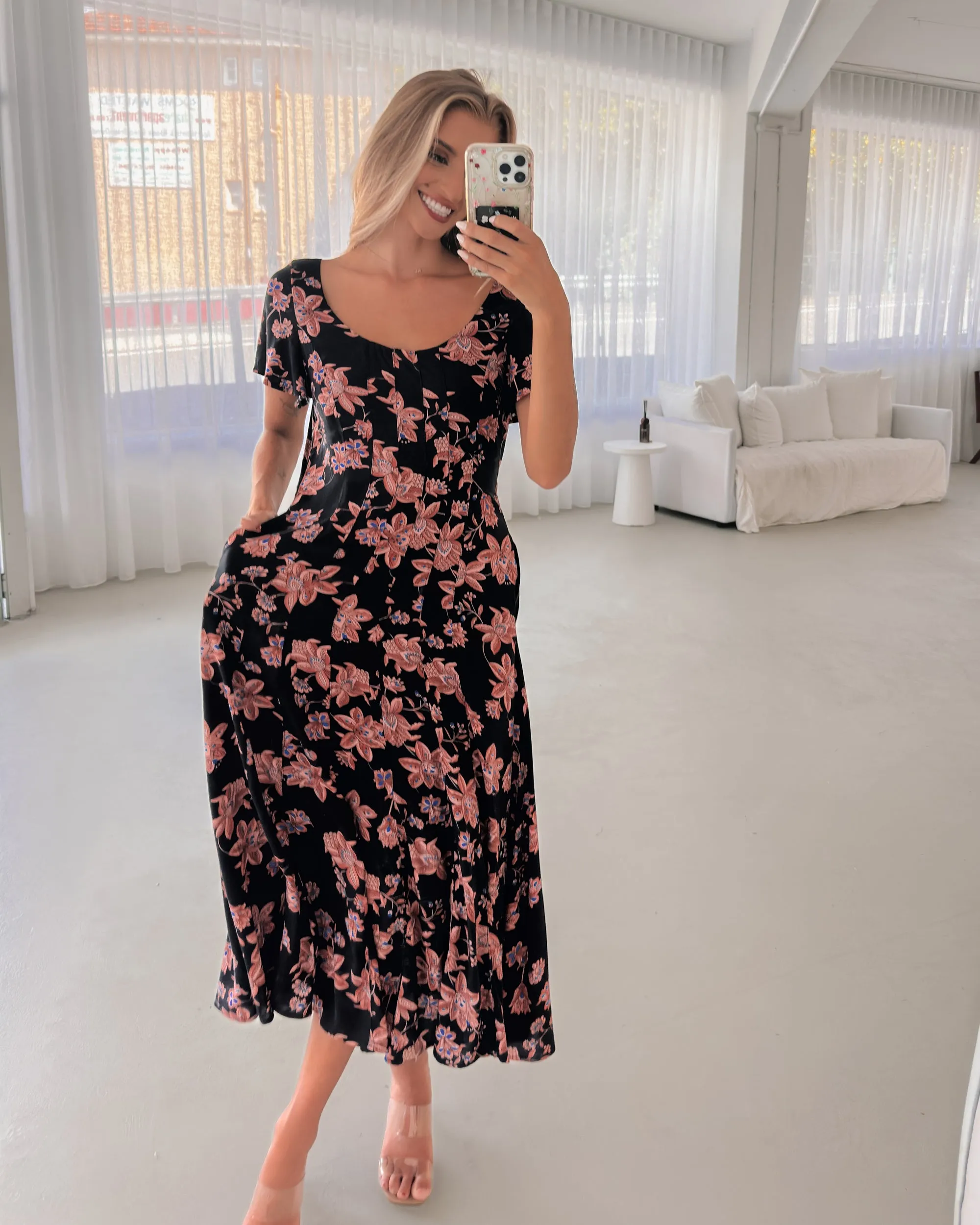 Sorcha Dress - Black Floral