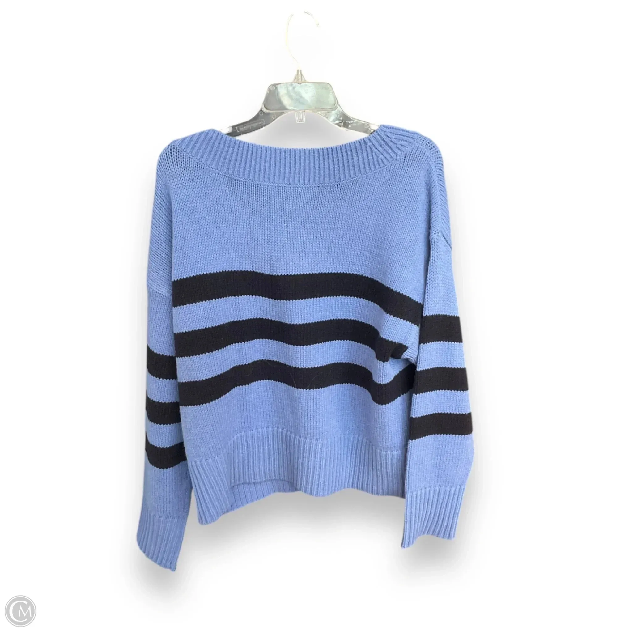 Sweater By Ann Taylor In Black & Blue, Size: L