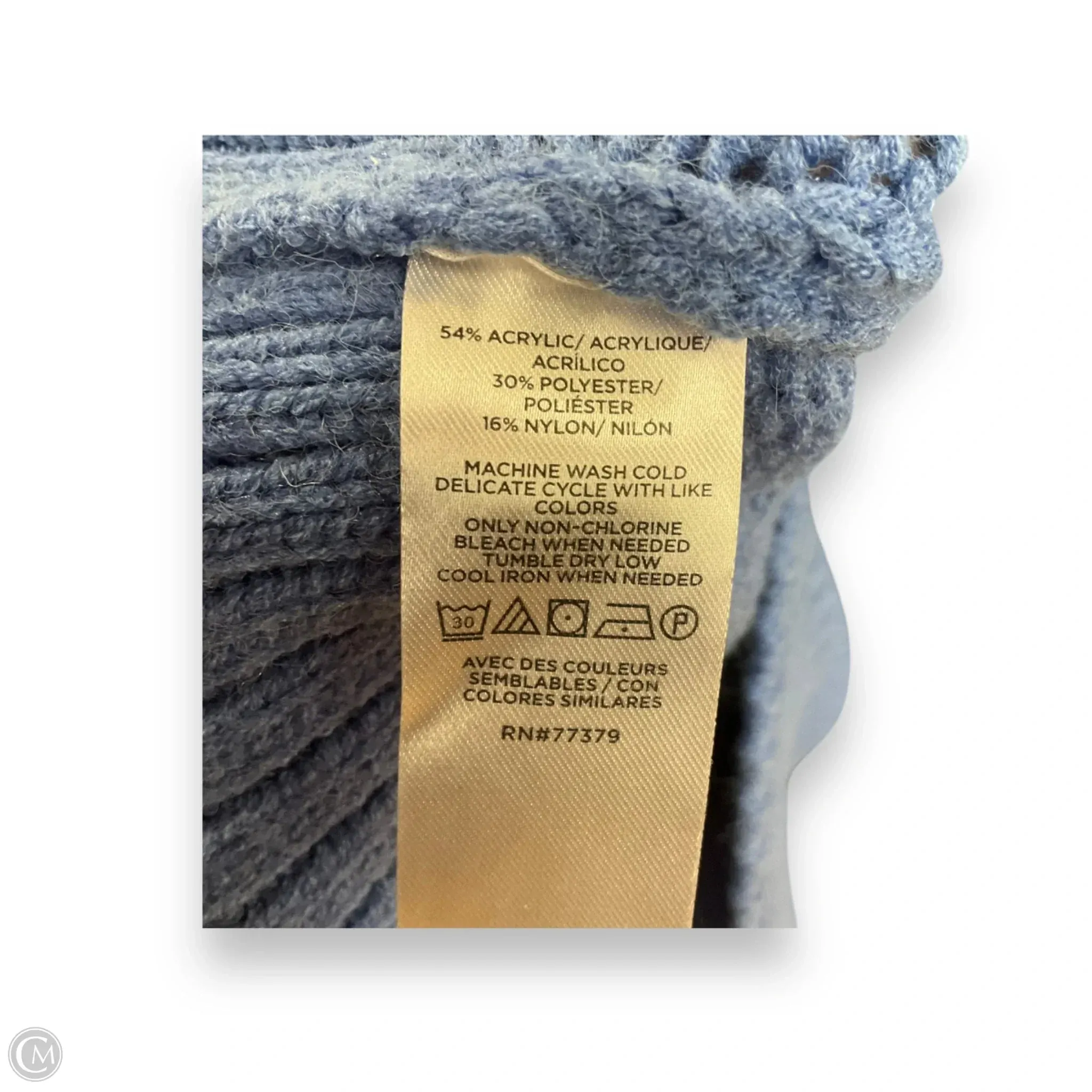 Sweater By Ann Taylor In Black & Blue, Size: L