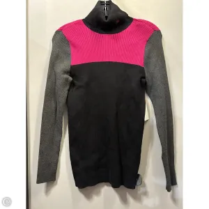 Sweater By Lauren By Ralph Lauren In Black & Grey, Size: M