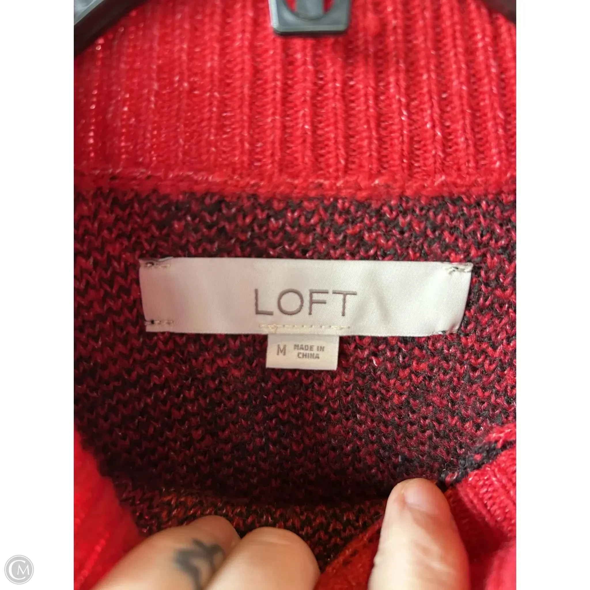 Sweater By Loft In Black & Red, Size: M