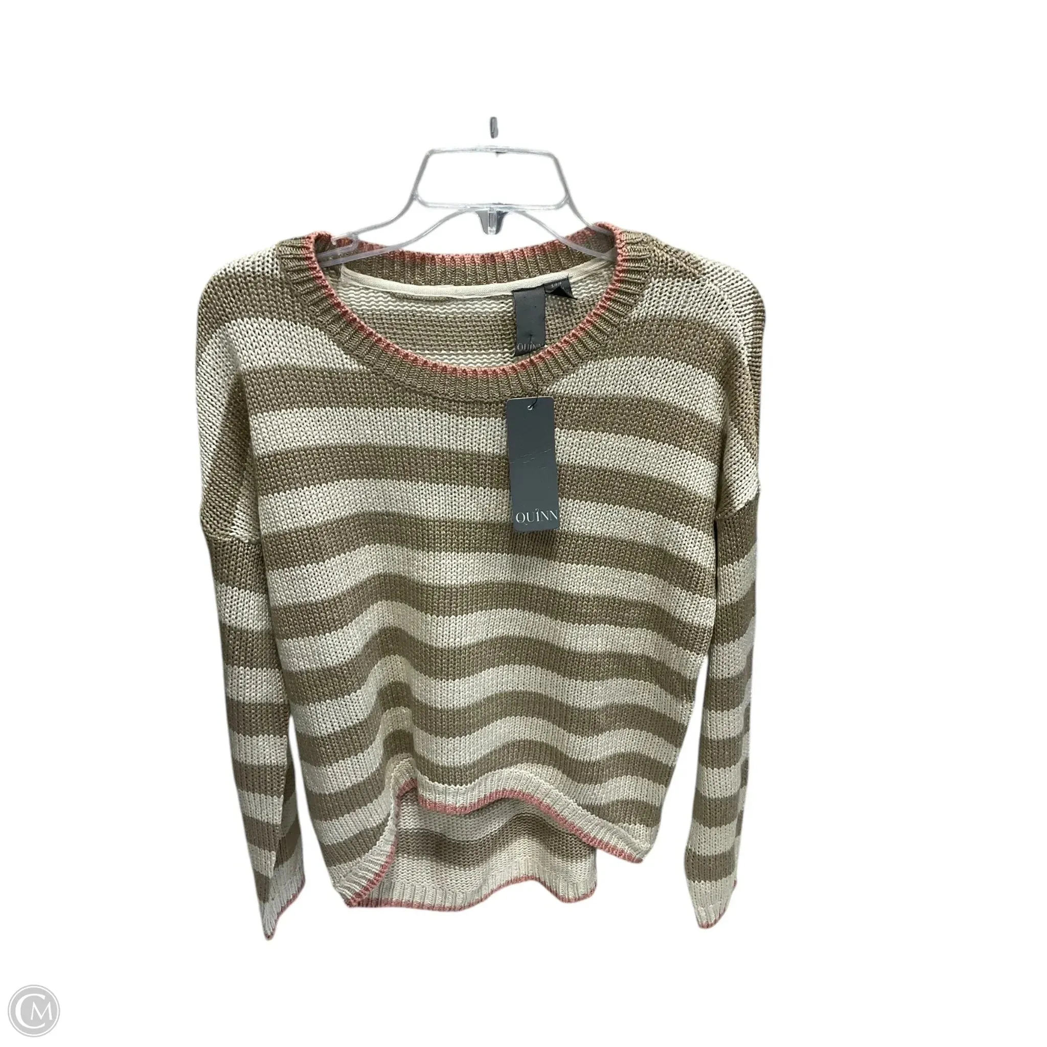 Sweater By Quinn In Brown & Cream, Size: S