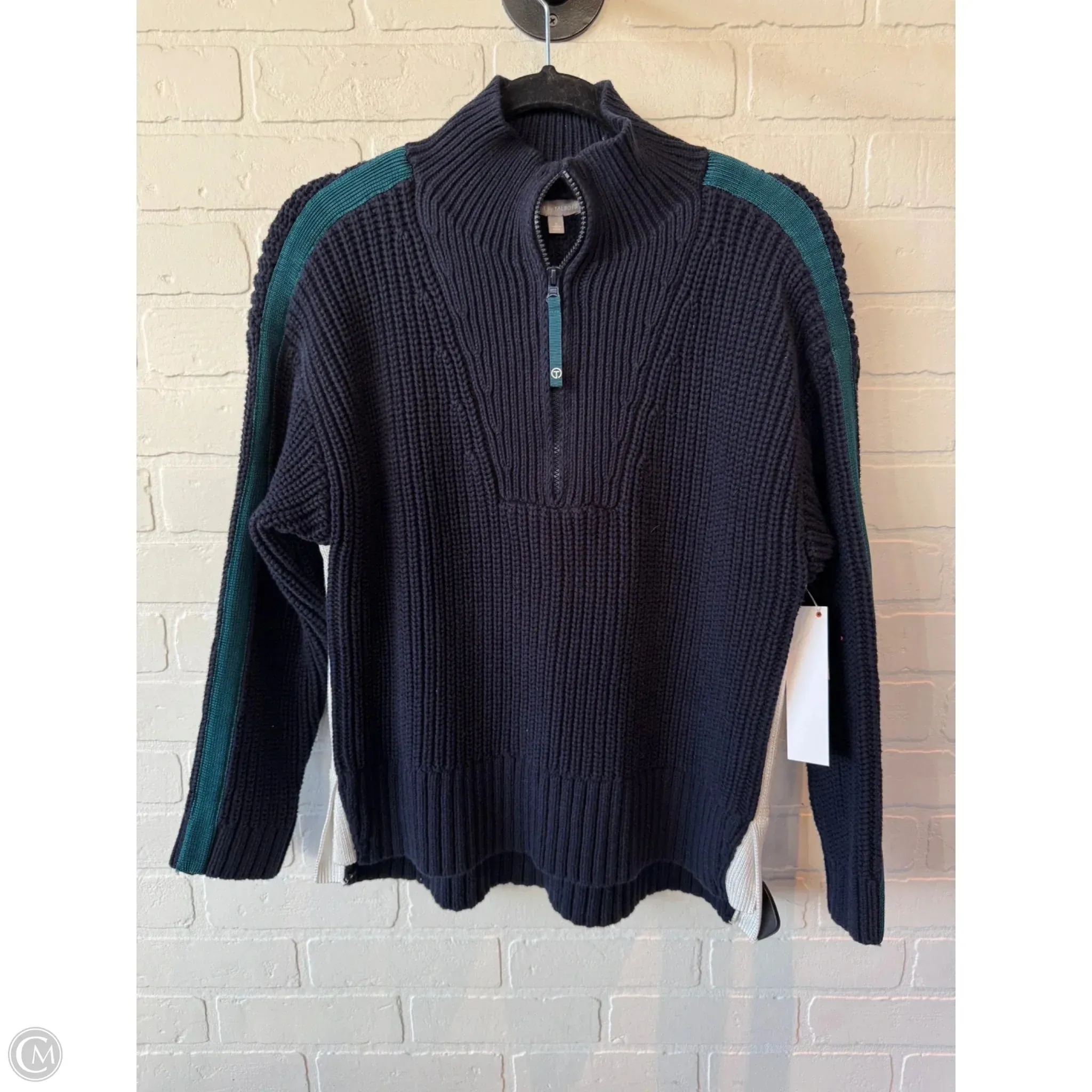 Sweater By Talbots In Blue & White, Size: L