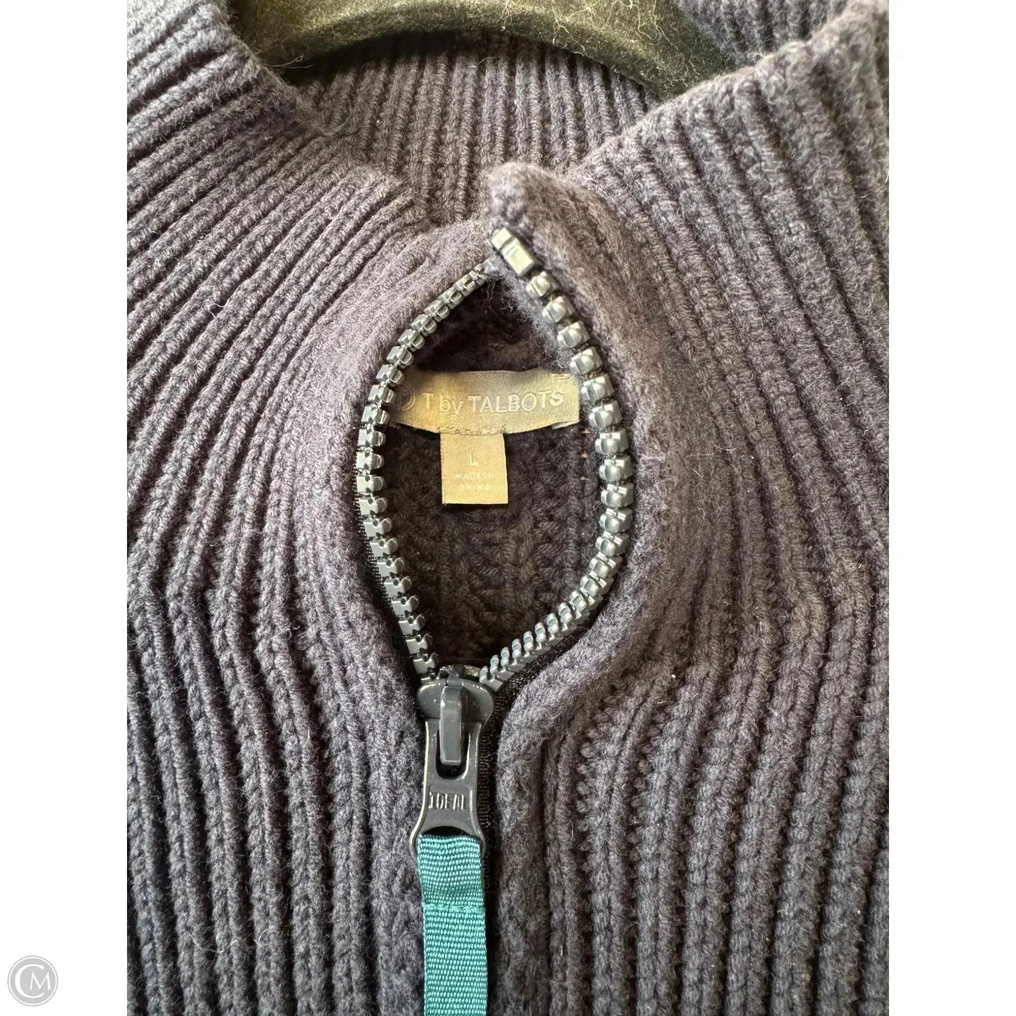 Sweater By Talbots In Blue & White, Size: L