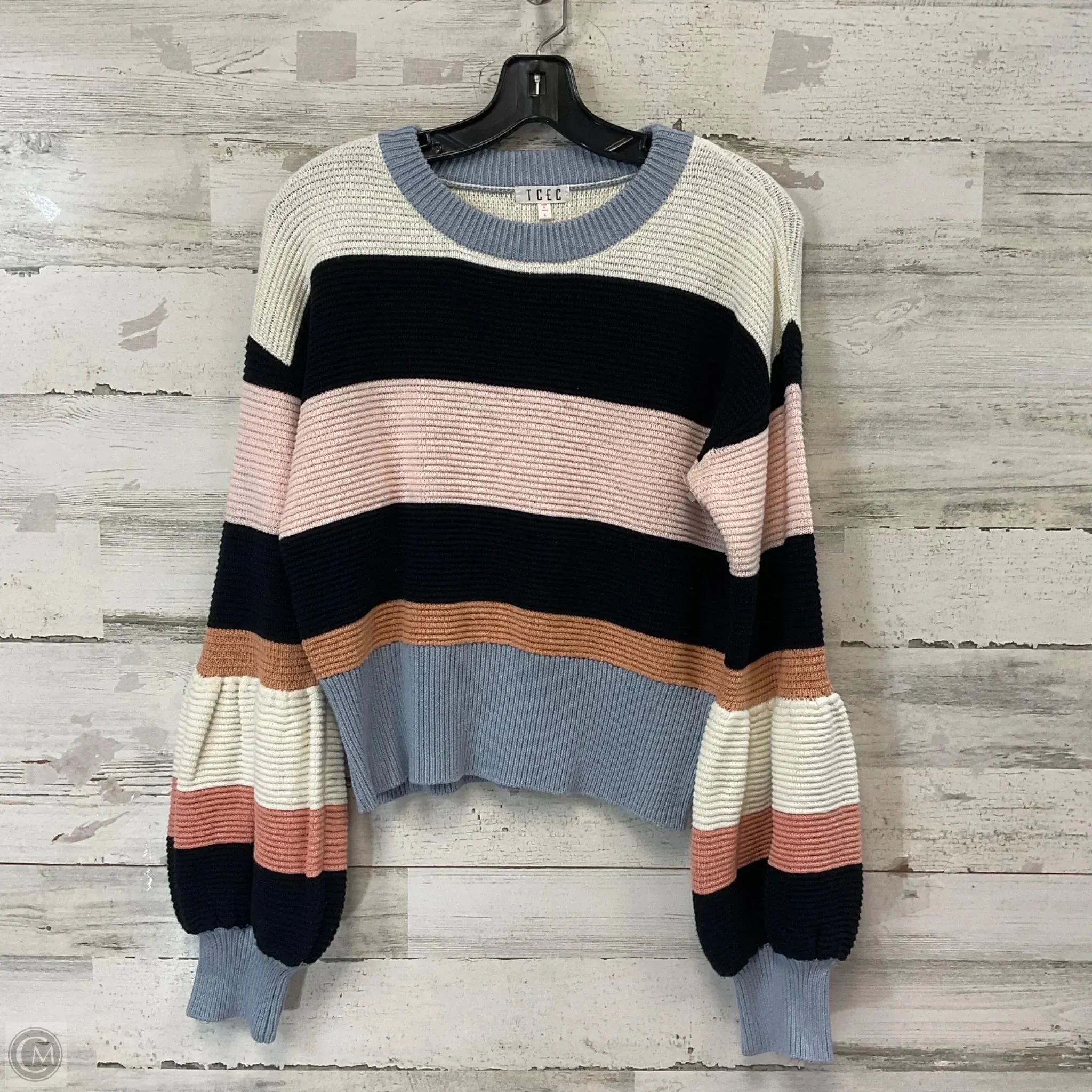 Sweater By Tcec In Blue & White, Size: L