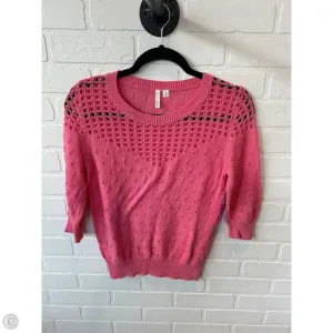 Sweater Short Sleeve By Frenchi In Pink, Size: M