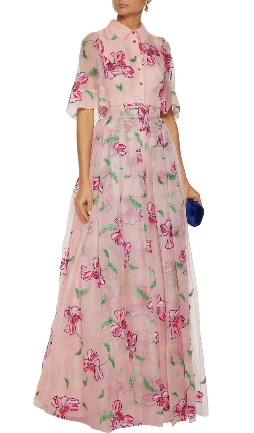 TIE-BACK EMBROIDERED SILK-ORGANZA GOWN Gloria Lanvin