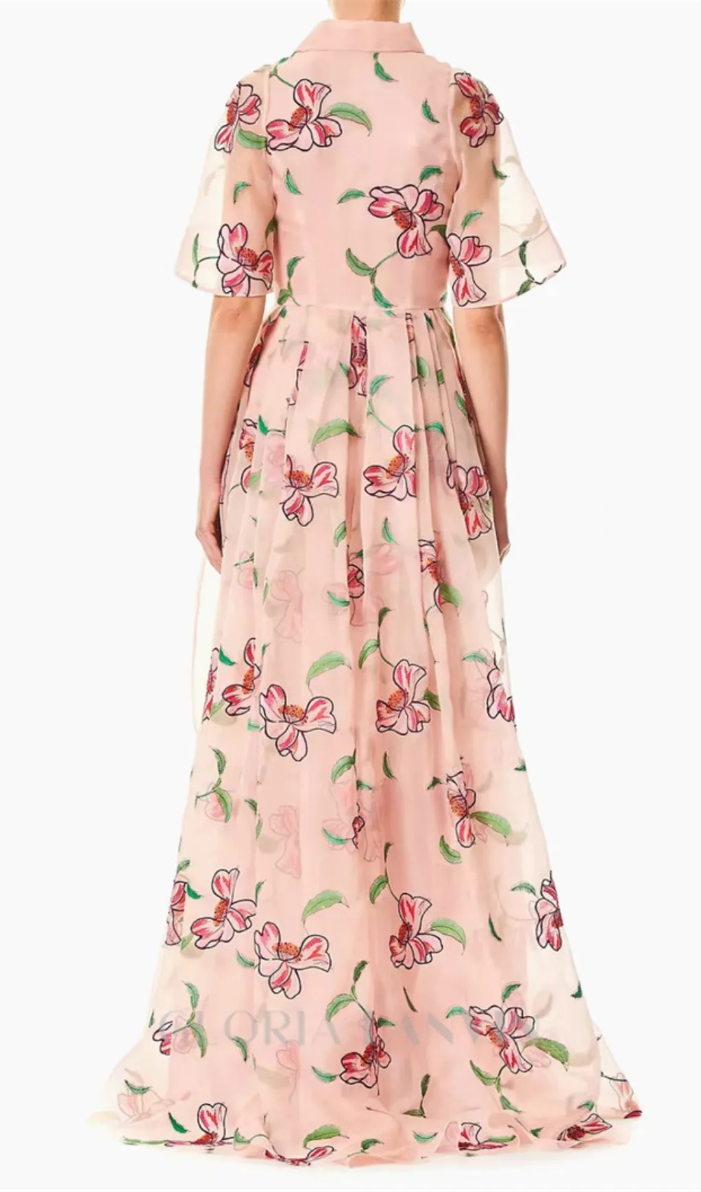 TIE-BACK EMBROIDERED SILK-ORGANZA GOWN Gloria Lanvin