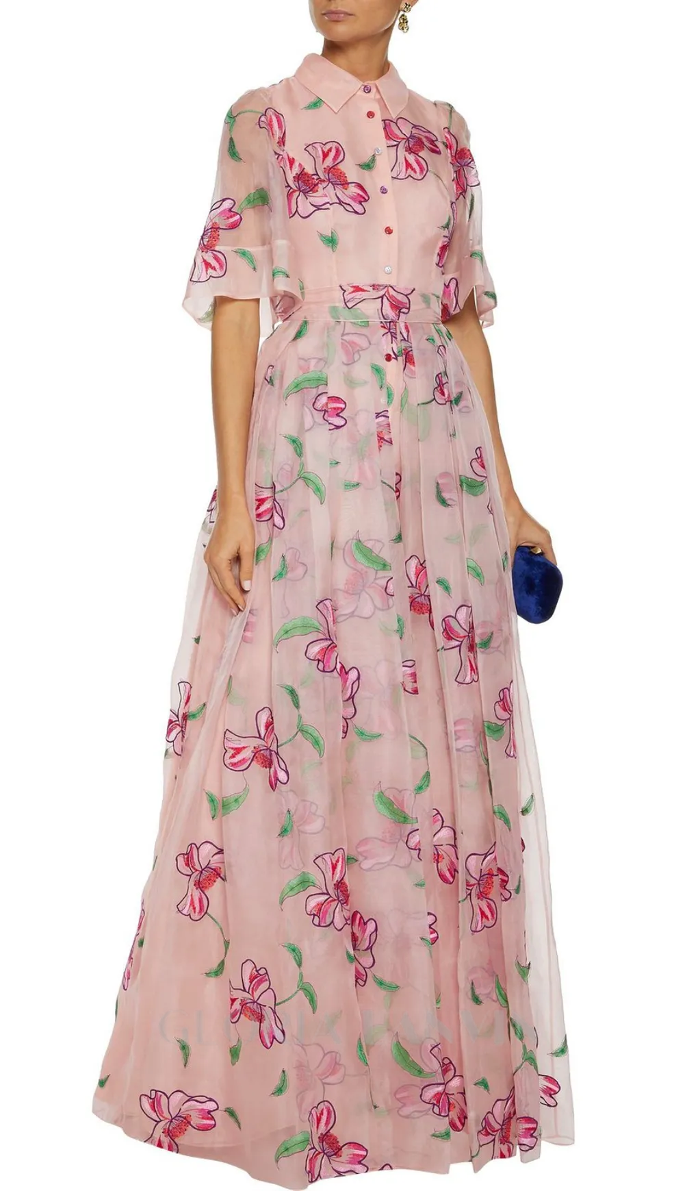 TIE-BACK EMBROIDERED SILK-ORGANZA GOWN Gloria Lanvin