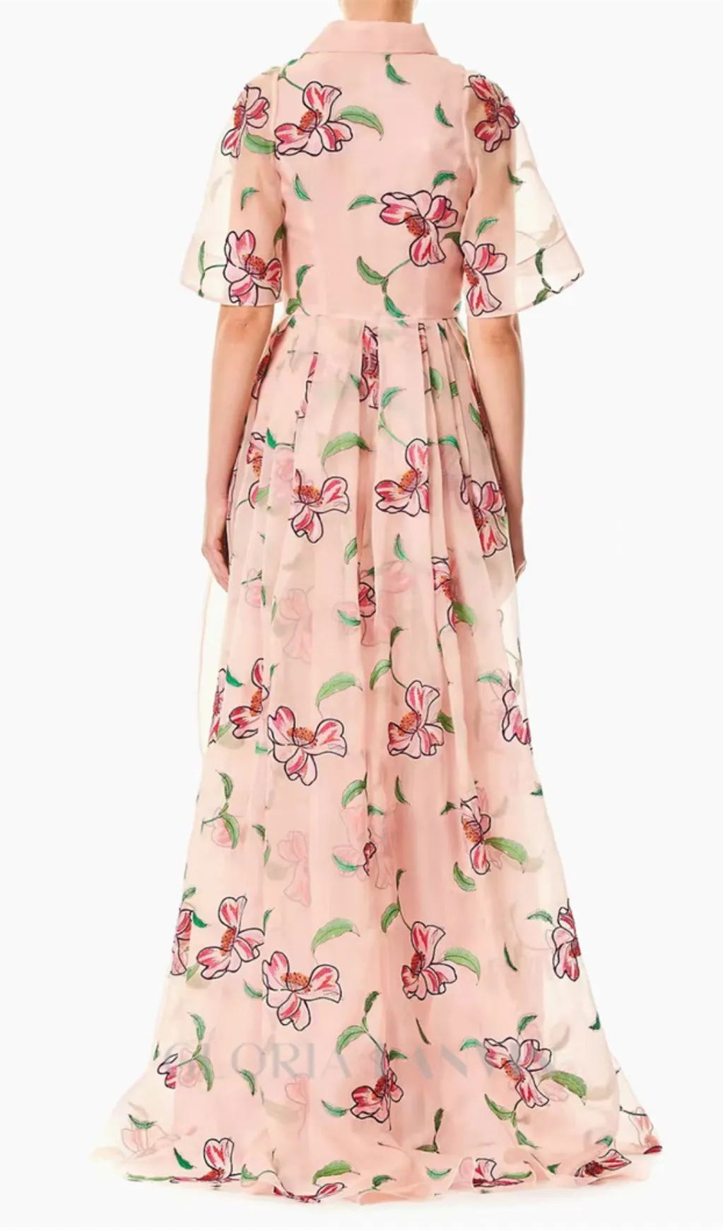 TIE-BACK EMBROIDERED SILK-ORGANZA GOWN Gloria Lanvin