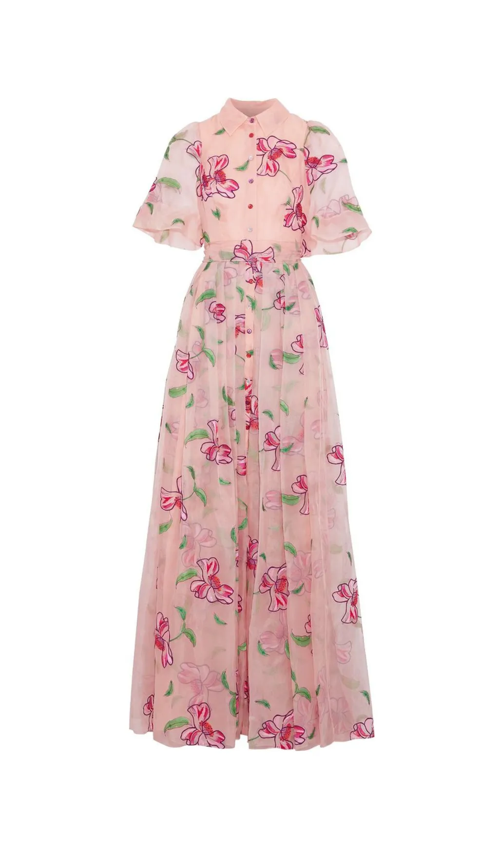 TIE-BACK EMBROIDERED SILK-ORGANZA GOWN Gloria Lanvin