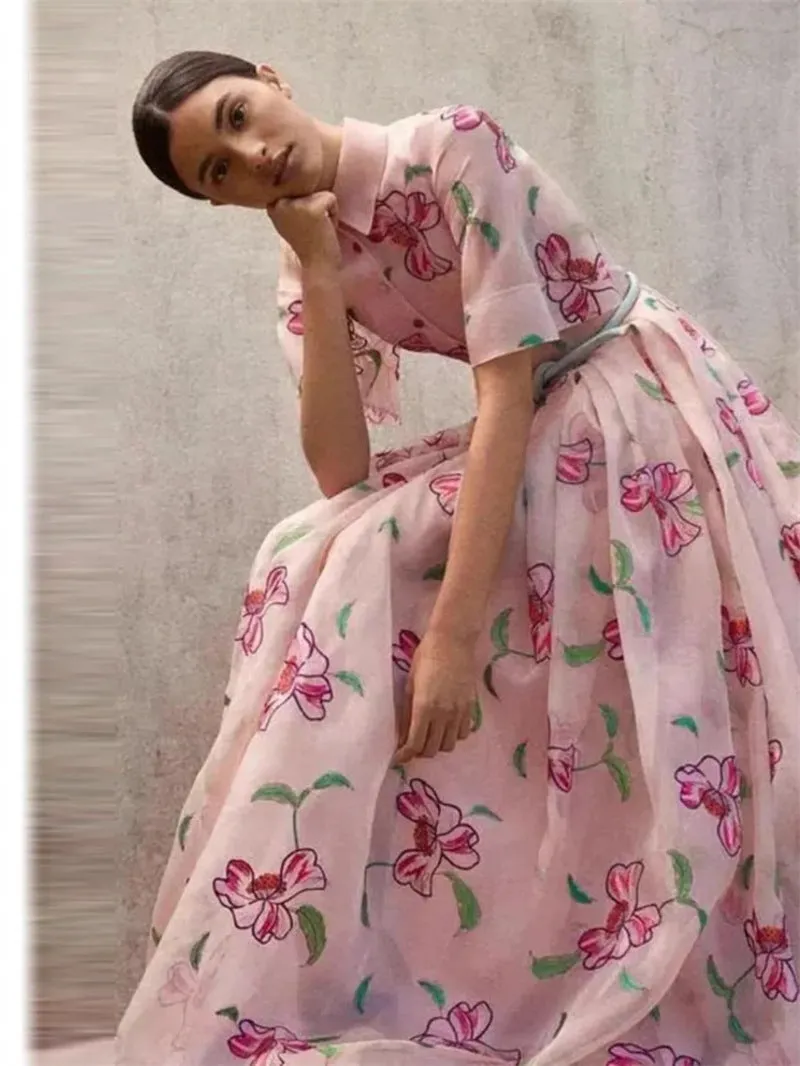 TIE-BACK EMBROIDERED SILK-ORGANZA GOWN Gloria Lanvin