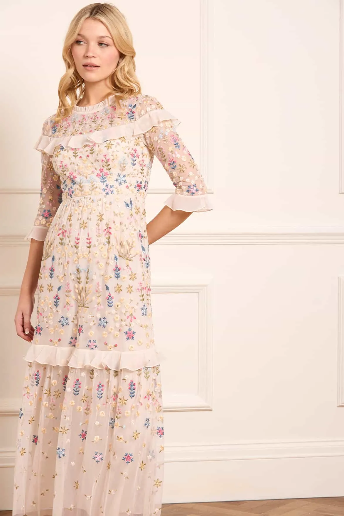 Top Rated Flowerbed Embroidery Ankle Gown NEEDLE THREAD  Stylish & Comfortable