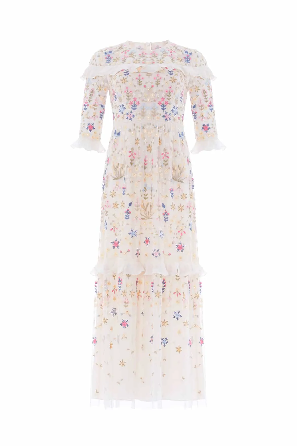 Top Rated Flowerbed Embroidery Ankle Gown NEEDLE THREAD  Stylish & Comfortable