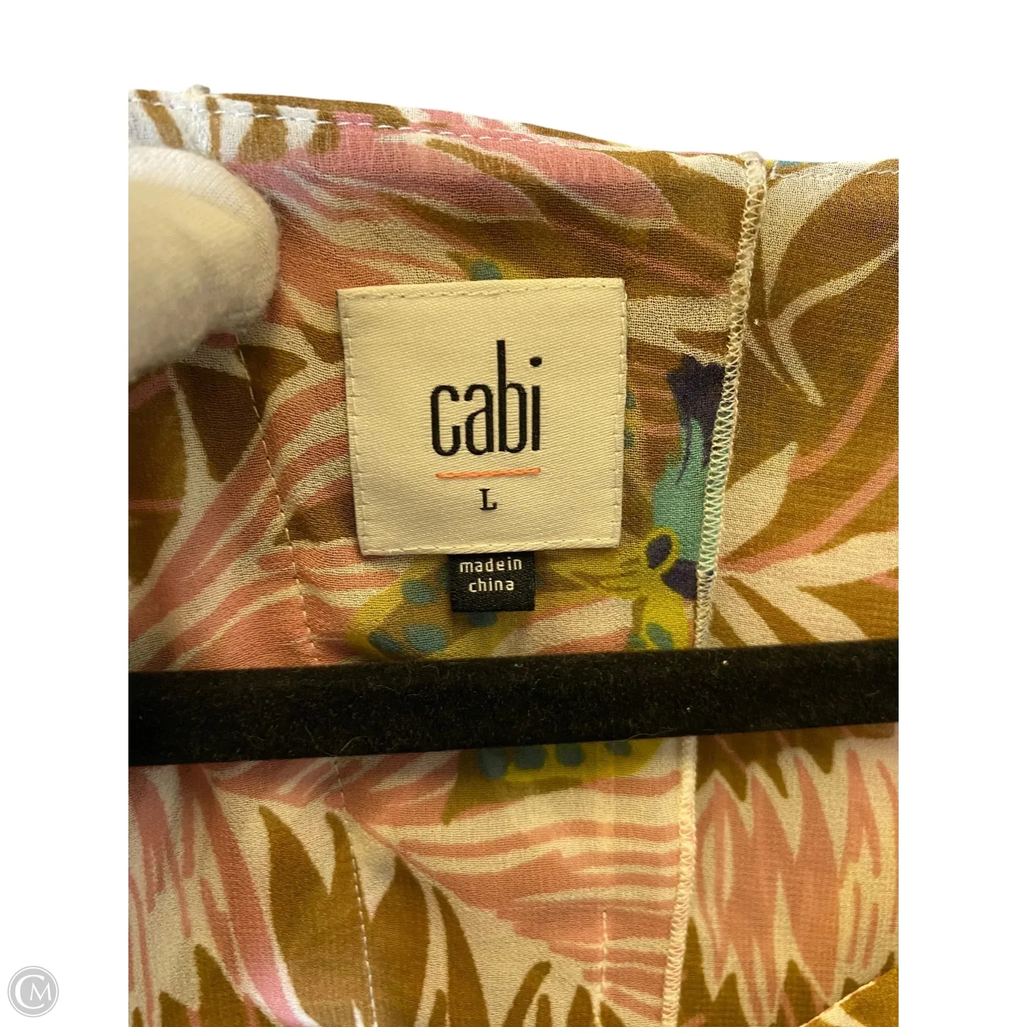 Top Sleeveless By Cabi In Floral Print, Size: L