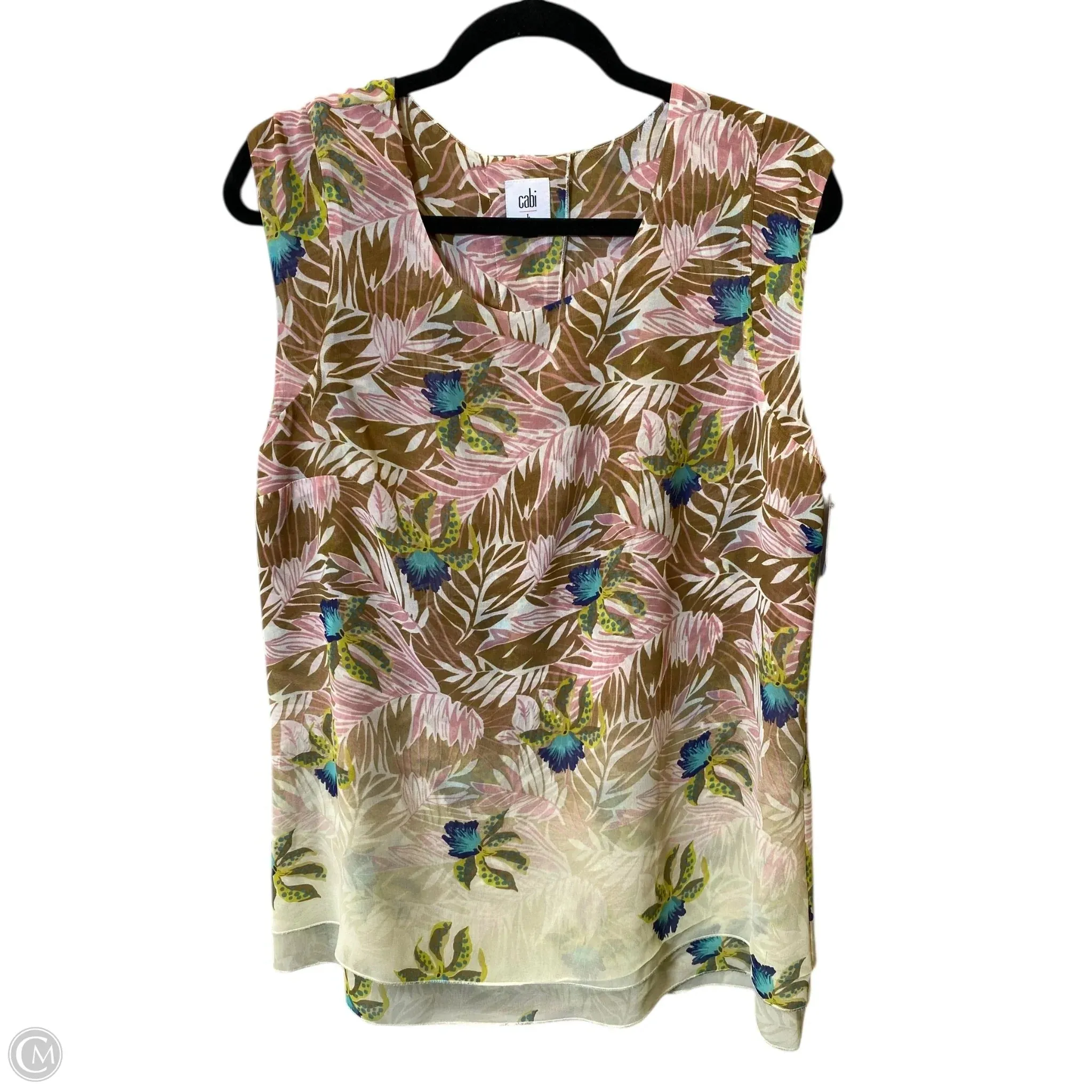 Top Sleeveless By Cabi In Floral Print, Size: L