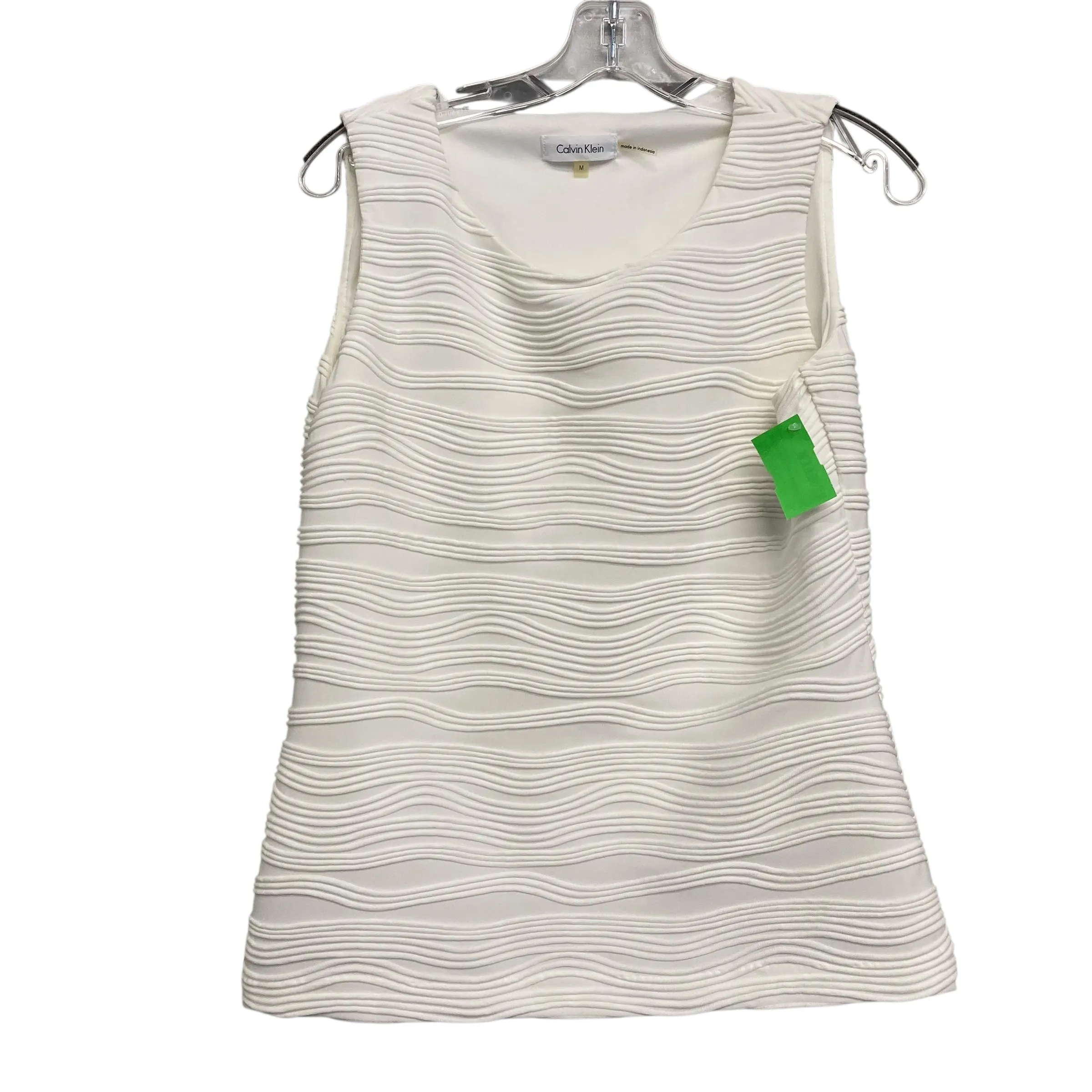 Top Sleeveless By Calvin Klein In White, Size:M