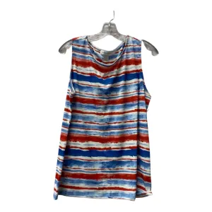Top Sleeveless By Christopher And Banks In Blue & Red & White, Size:L