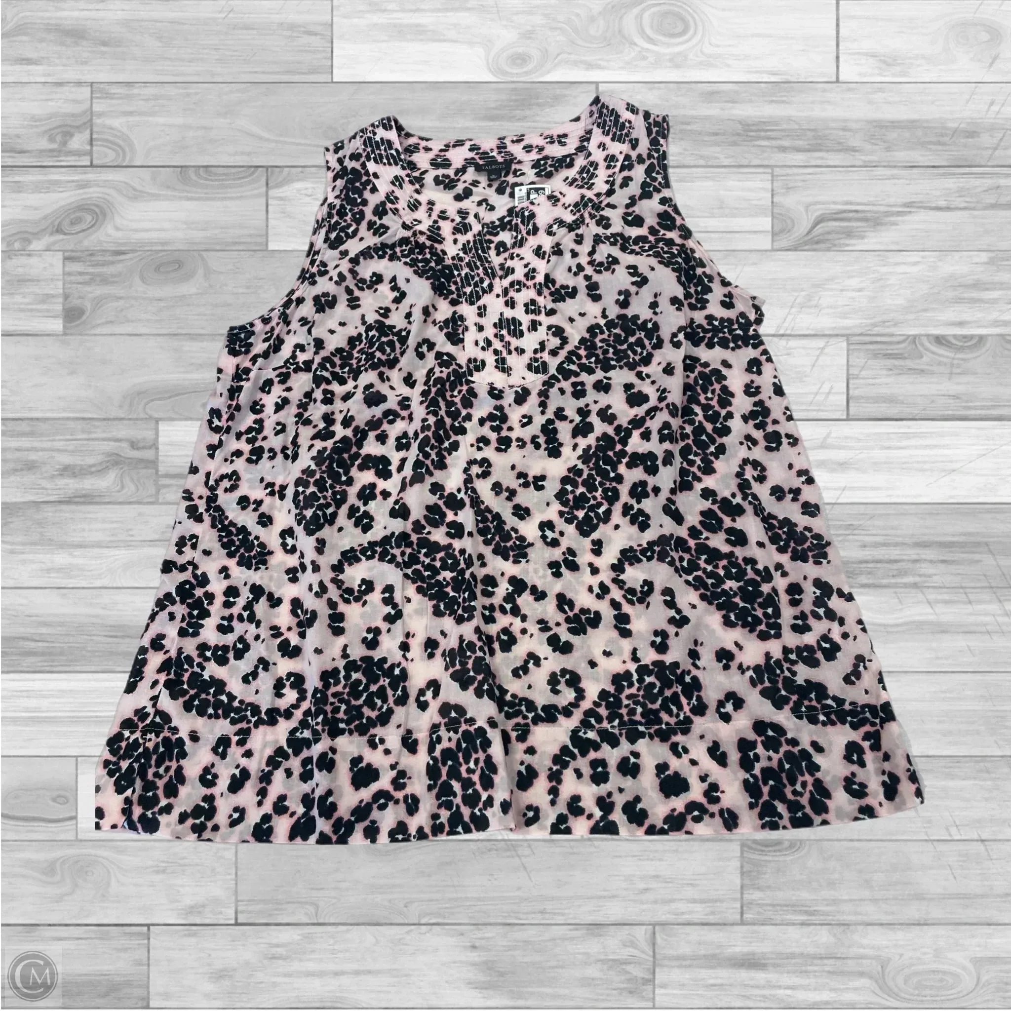 Top Sleeveless By Talbots In Black & Pink, Size: L