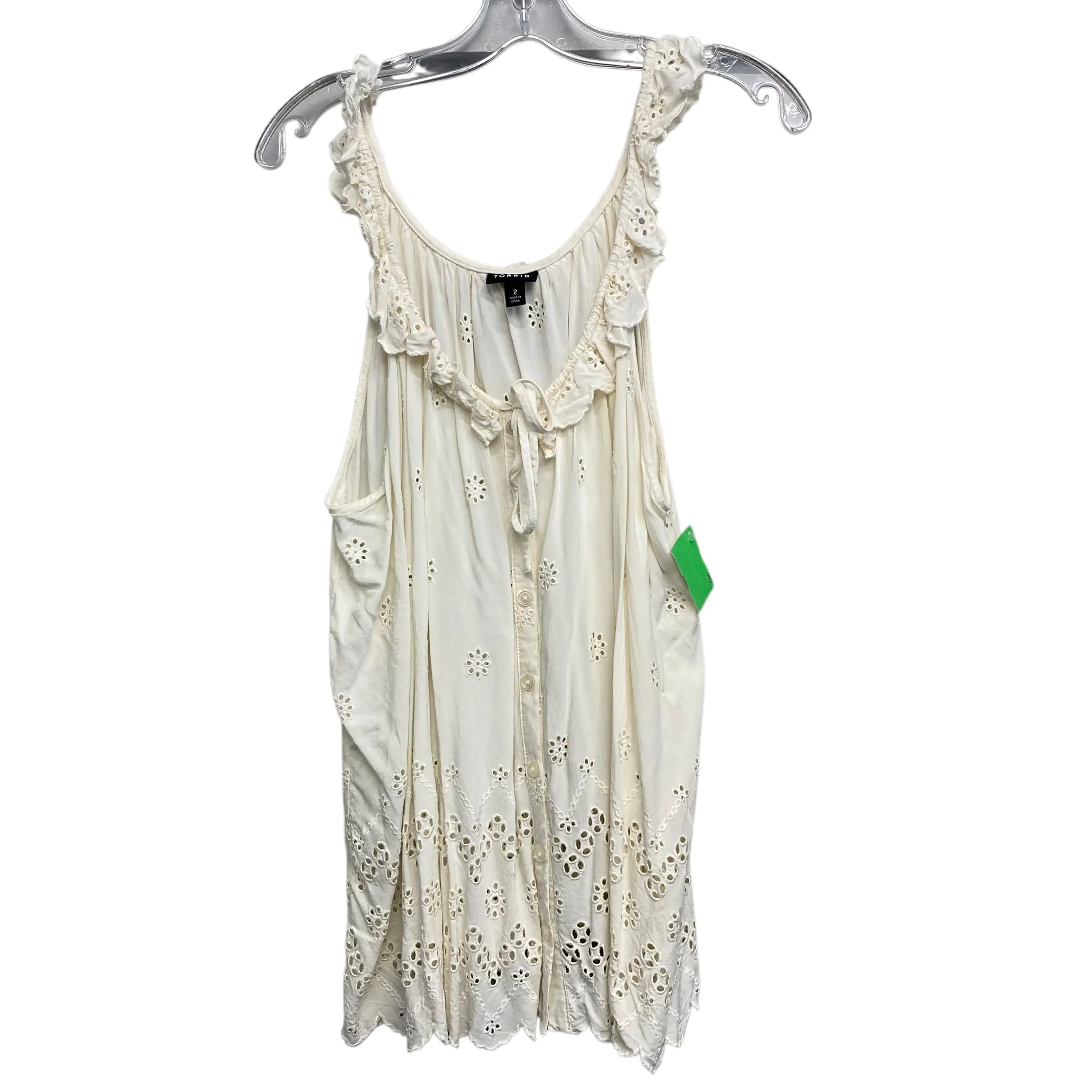 Top Sleeveless By Torrid In White, Size:2X