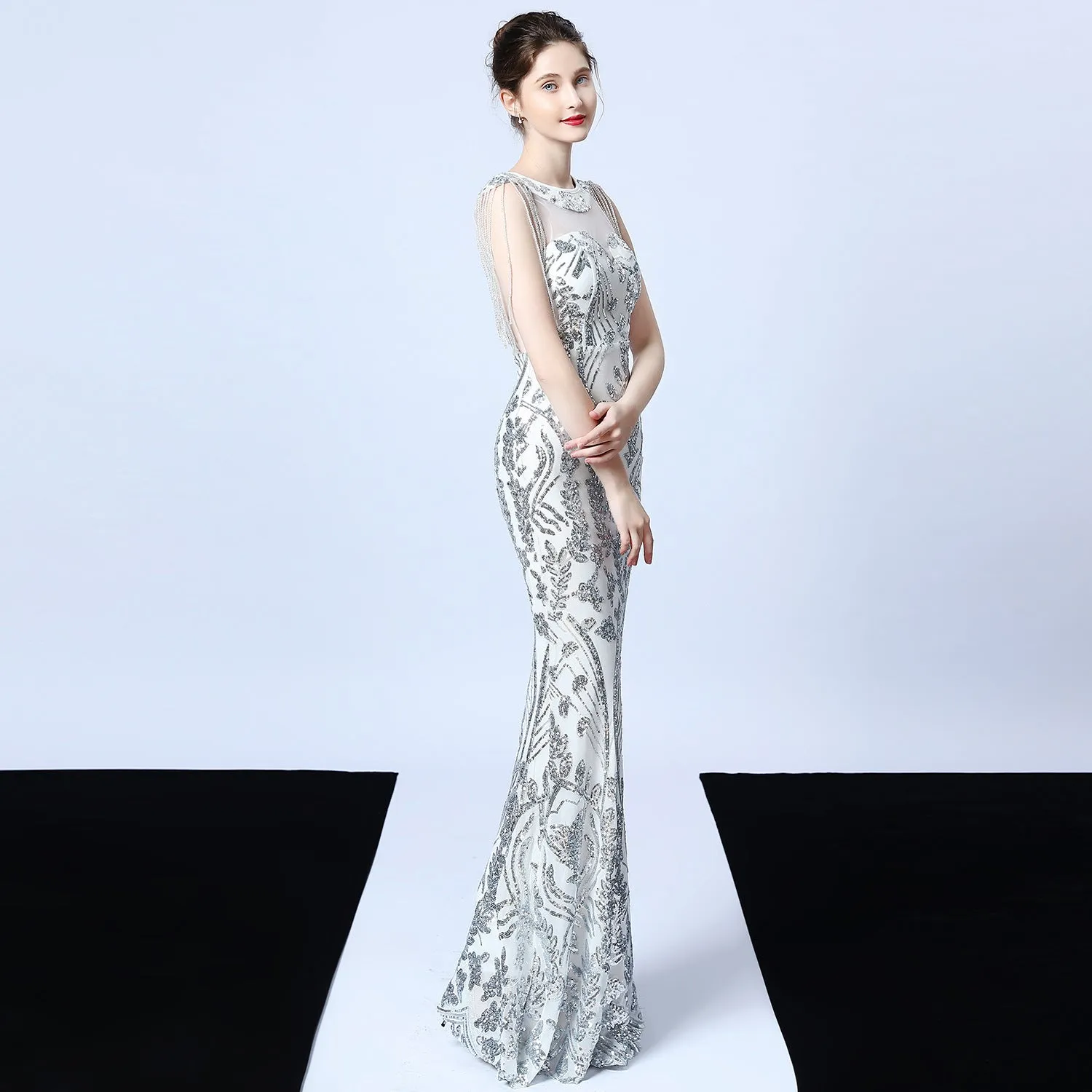 Trendy 2025 Violet Tassel Accent Sequin Mermaid Formal Dress  Almost Gone!