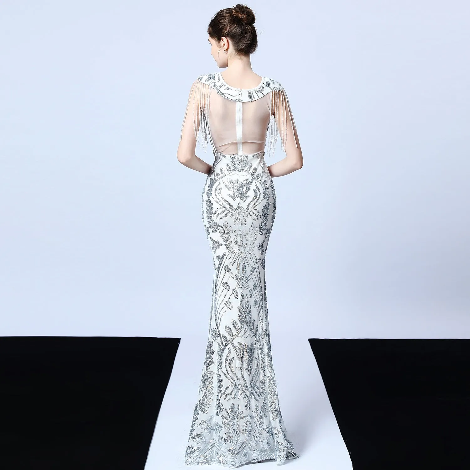 Trendy 2025 Violet Tassel Accent Sequin Mermaid Formal Dress  Almost Gone!