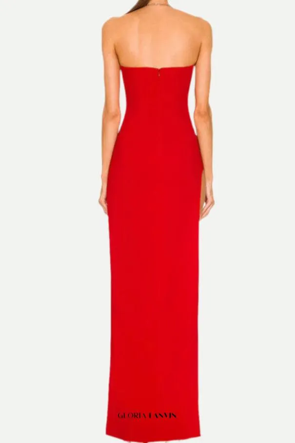 Tube Slit strapless Gown in red Gloria Lanvin