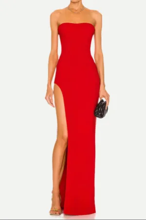 Tube Slit strapless Gown in red Gloria Lanvin