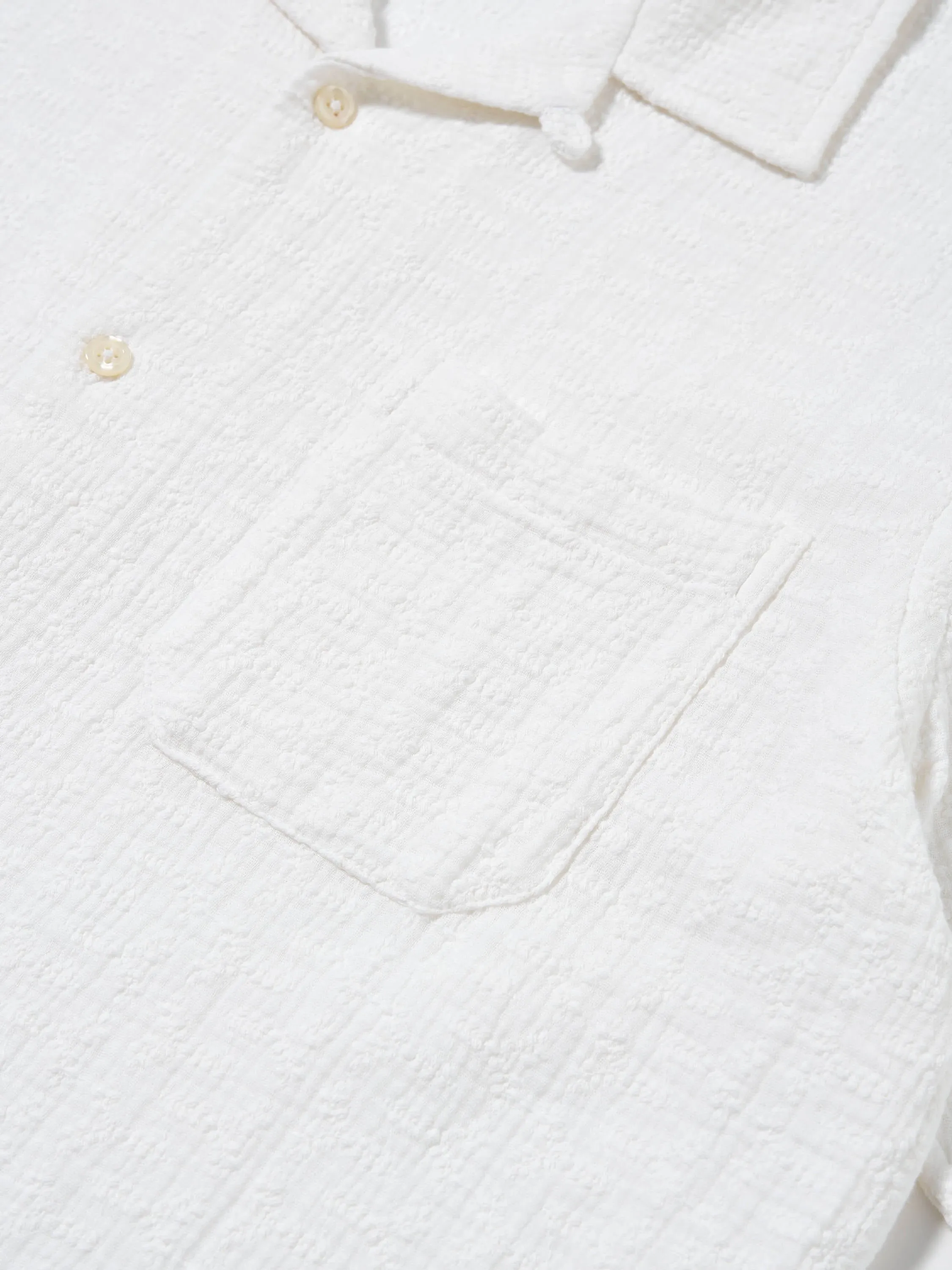 Universal Works Road Shirt in White Bobble Cotton