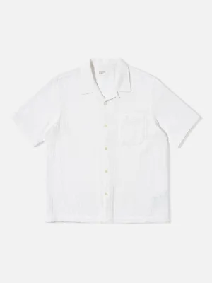 Universal Works Road Shirt in White Bobble Cotton