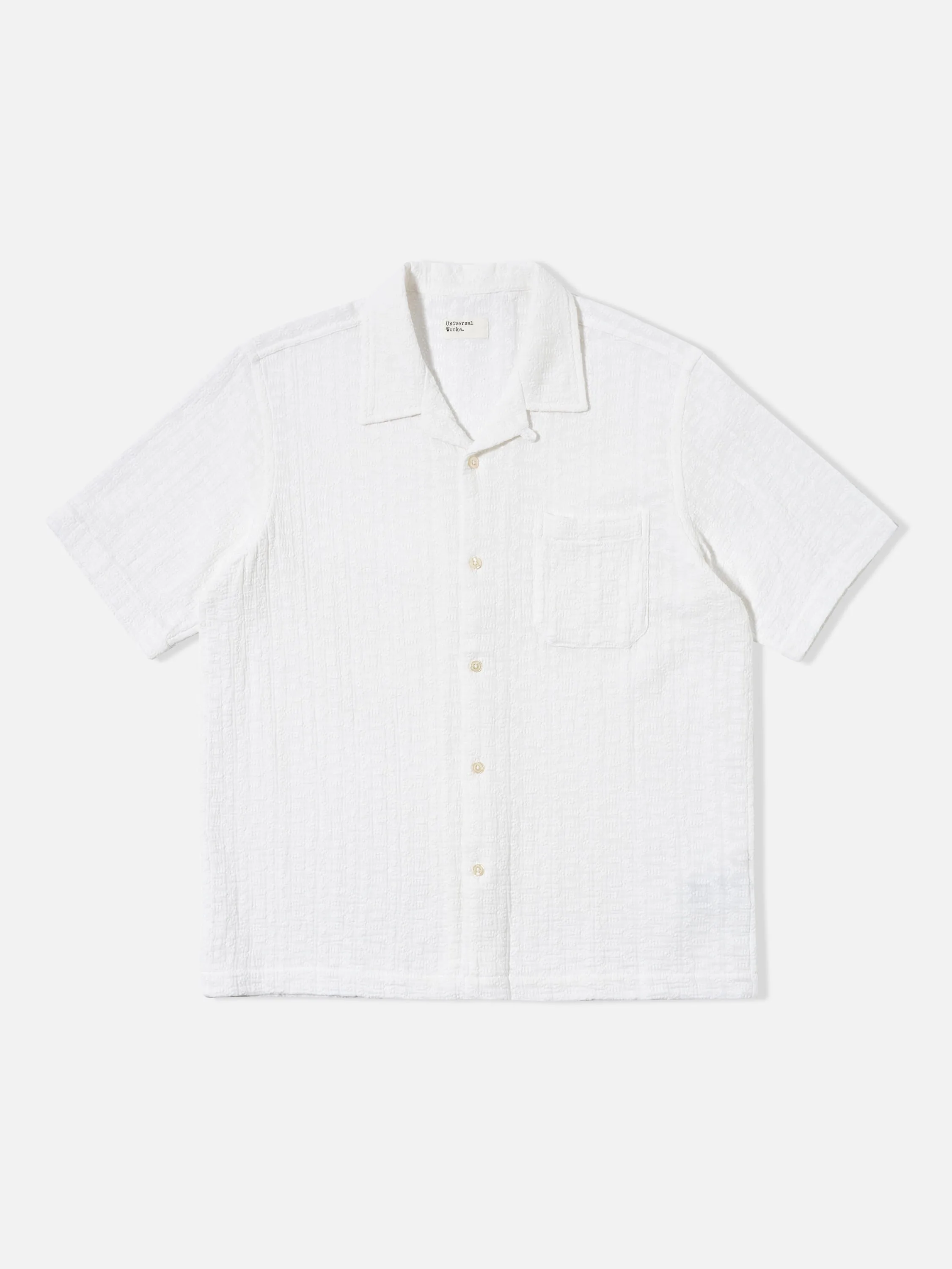 Universal Works Road Shirt in White Bobble Cotton