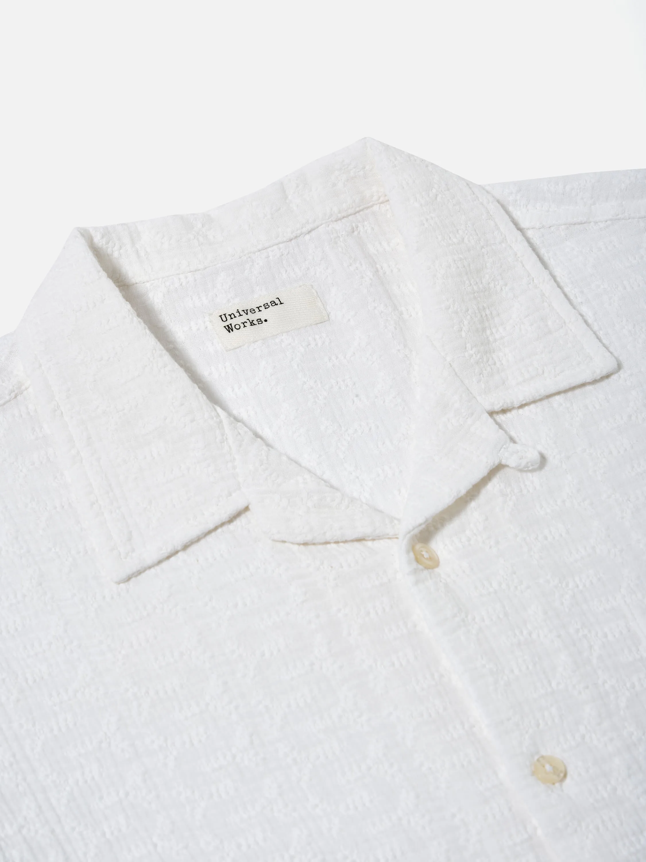 Universal Works Road Shirt in White Bobble Cotton